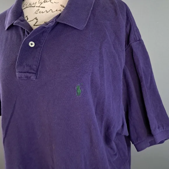 Polo By Ralph Lauren Mens Polo Shirt Purple Green Pony Size XL  Short Sleeve - Picture 3 of 4